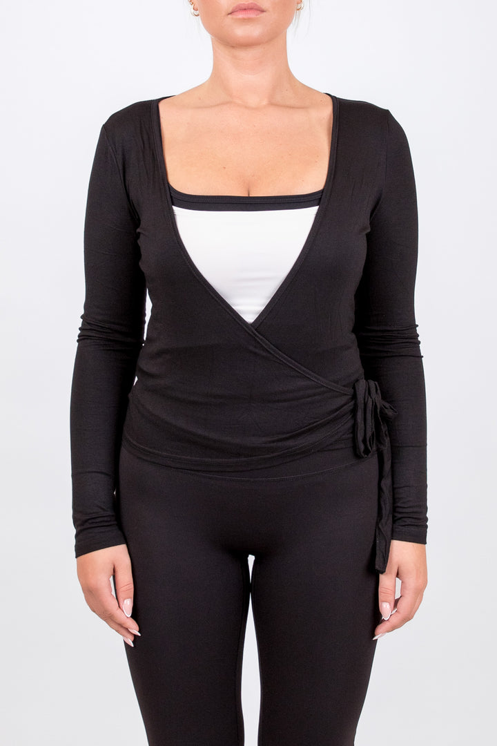 Ballet Wrap Top Black